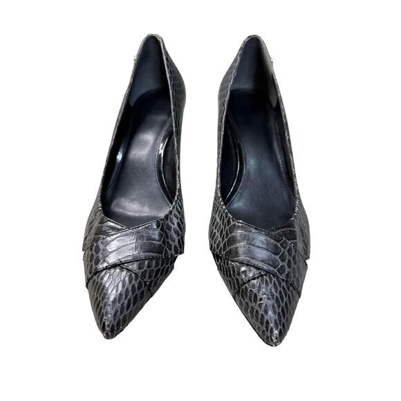 Calvin‎ Klein Size Tasha Women's Black Snakeskin Pointed Toe Pump Heels 8.5 - Picture 4 of 10